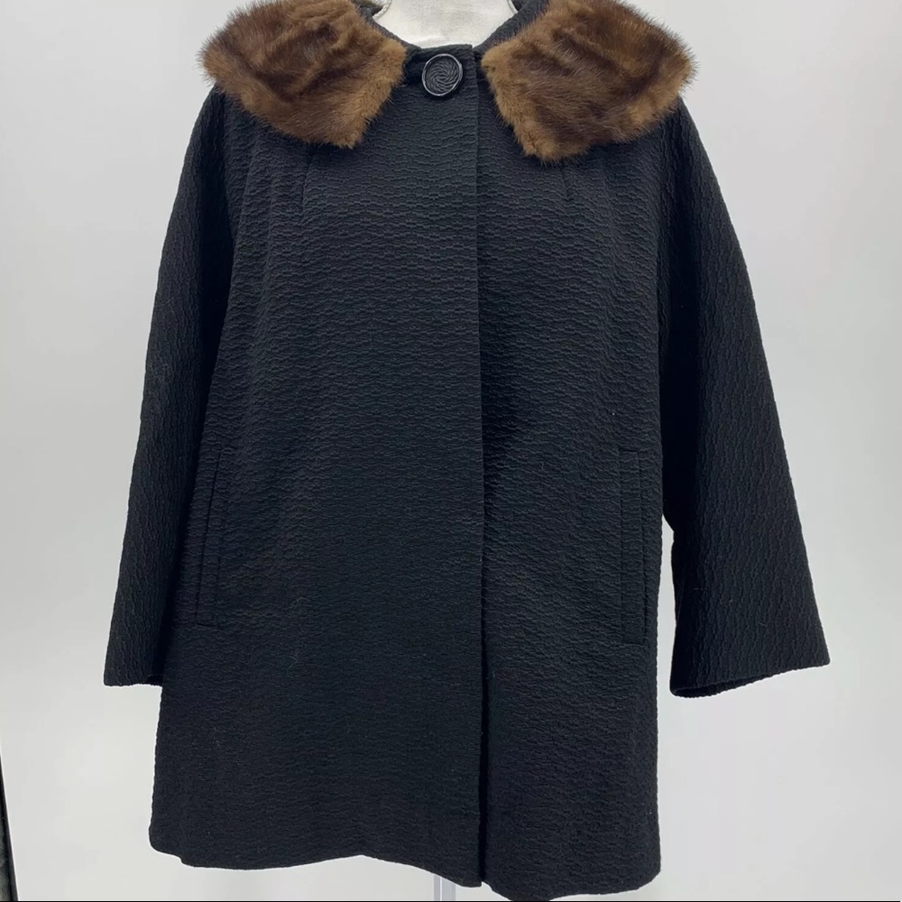 Vintage Forstmann Mink Trim & Black Retro Coat